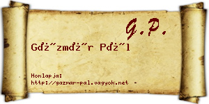 Gázmár Pál névjegykártya